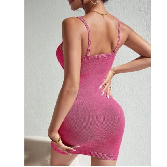 Cut Out Bodycon Mini Dress Pink - Picture 4 of 8